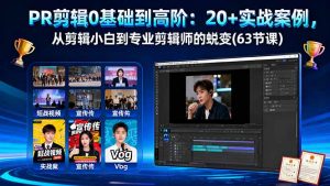 PR剪辑0基础到高阶：20+实战案例，从剪辑小白到专业剪辑师的蜕变(63节课-泱泱学习社