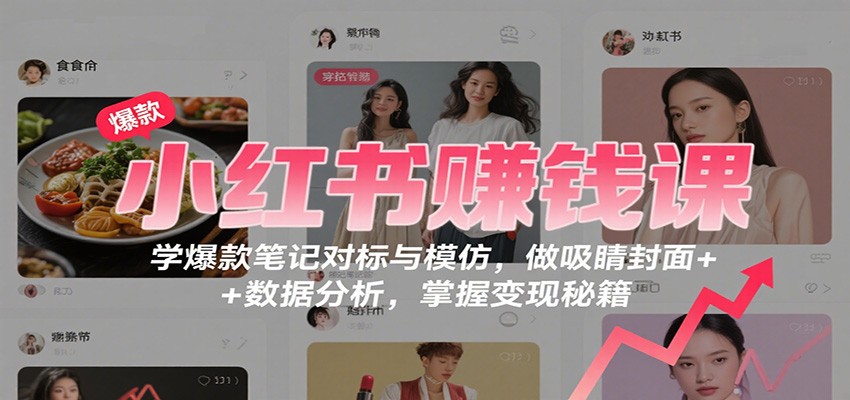 图片[1]-小红书赚钱课：学爆款笔记对标与模仿，做吸睛封面 + 数据分析，掌握变现秘籍-泱泱学习社