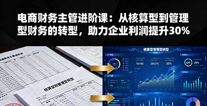 电商财务主管进阶课：从核算型到管理型财务的转型，助力企业利润提升30%-泱泱学习社