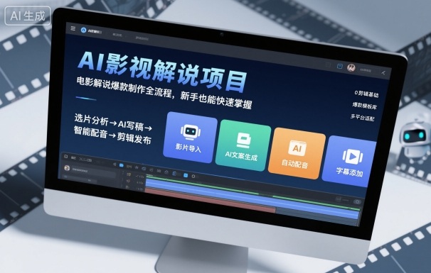 AI影视解说项目，电影解说爆款制作全流程，新手也能快速掌握-泱泱学习社