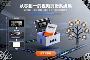 从零到一的视频剪辑系统课，从0基础--系统掌握--实战进阶，学拍视频剪辑-泱泱学习社