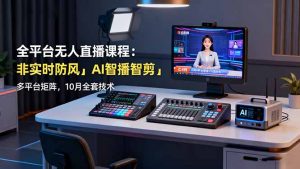 全平台无人直播课程：非实时防风＋AI智播智剪＋多平台矩阵，10月全套技术-泱泱学习社