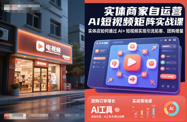 实体商家自运营AI短视频矩阵实战课，实体店如何通过AI+短视频实现引流拓客、团购增量-泱泱学习社