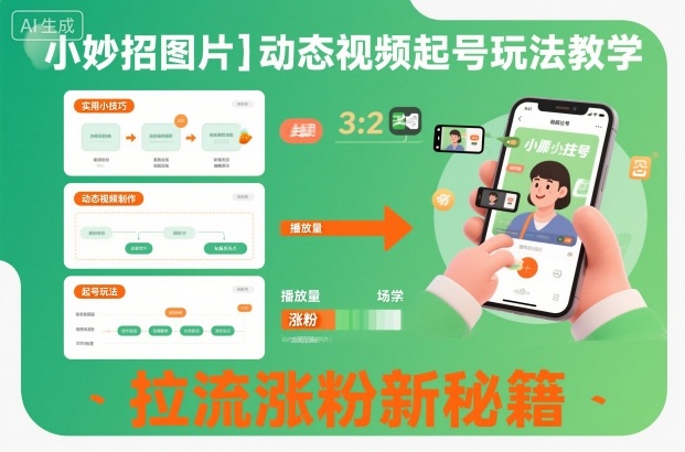 小妙招图片＋动态视频起号玩法教学，拉流涨粉新秘籍-泱泱学习社