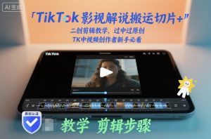 TikTok影视解说搬运切片+二创剪辑教学,过中过原创,TK中视频创作者新手必看-泱泱学习社