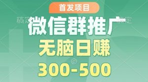首发项目，微信群推广掘金，多号矩阵无脑日入3-5张【揭秘】-泱泱学习社