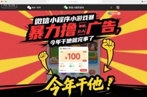 微信小程序小游戏暴力撸广告，单机日入100，今年干他就完事了-泱泱学习社