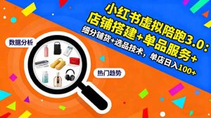 小红书虚拟陪跑3.0：店铺搭建+单品服务+细分铺货+选品技术，单店日入100+-泱泱学习社