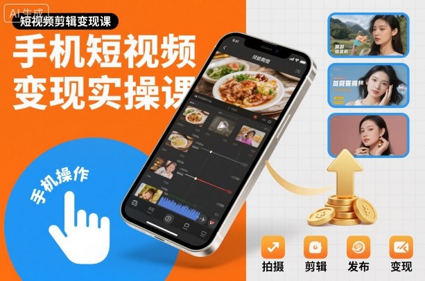 手机短视频变现实操课,短视频剪辑变现课-泱泱学习社