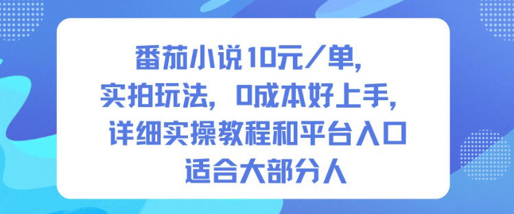 番茄小说10米每单,实拍玩法,0成本好上手,详细实操教程和平台入口适合大部分人-泱泱学习社