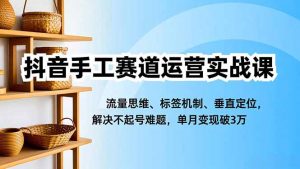 抖音手工赛道运营实战课,流量思维、标签机制、垂直定位,解决不起号难题,单月变现破3万-泱泱学习社