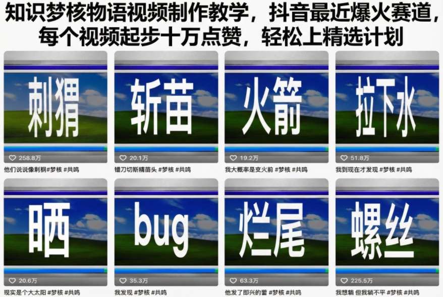 知识梦核物语视频制作教学,抖音最近爆火赛道,每个视频起步十万点赞,轻松上精选计划-泱泱学习社