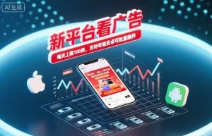 新台看广告，养好机一条5毛到5块，单机日入30到100，支持苹果安卓，可批量操作。-泱泱学习社
