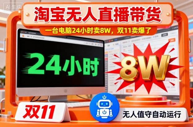 淘宝无人直播带货,一台电脑214小时卖8W,双11卖爆了【揭秘】-泱泱学习社