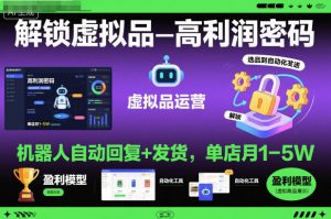 解锁虚拟品高利润密码：机器人自动回复+发货，单店月1-5W【揭秘】-泱泱学习社