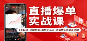 直播爆单实战课：7天起号+场域打造+高转化话术+流量放大与复盘递增-泱泱学习社