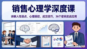 销售心理学深度课,讲解人性弱点、心理操控、成交技巧,36个密码实战应用-泱泱学习社