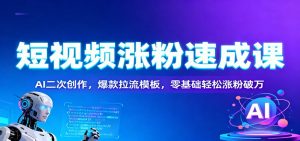 短视频涨粉速成课：AI二次创作，爆款拉流模板，零基础轻松涨粉破万-泱泱学习社