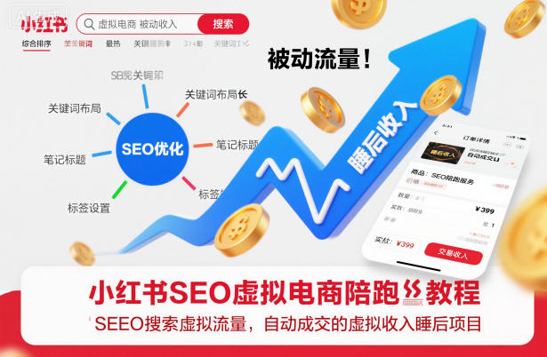 小红书SEO虚拟电商陪跑教程,实现seo搜索被动流量,自动成交的被动收入睡后项目-泱泱学习社