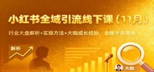 小红书全域引流线下课(11月)：行业大盘解析+实操方法+大咖成长经验，全程干货落地-泱泱学习社