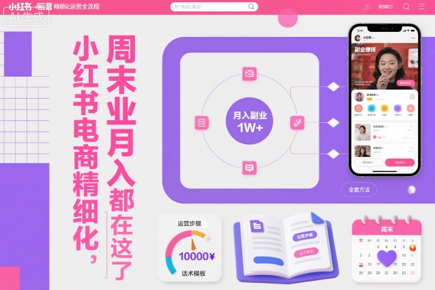 小红书电商精细化运营全流程,周末副业月入1W+,全套方法都在这了-泱泱学习社