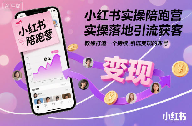 小红书实操陪跑营，实操落地引流获客，教你打造一个持续引流变现的账号-泱泱学习社