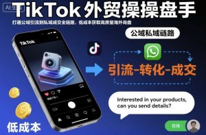 TikTok外贸操盘手,打通公域引流到私域成交全链路,低成本获取高质量海外询盘-泱泱学习社