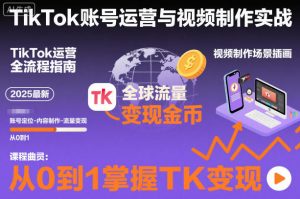 2025最新TikTok账号运营与视频制作实战全流程,从0到1掌握TK变现(含11月最新TK搬运技术)-泱泱学习社