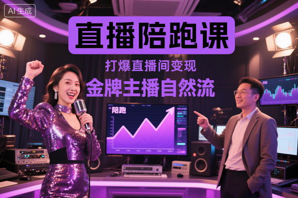 直播陪跑课,金牌主播自然流打爆直播间,复制高变现玩法-泱泱学习社
