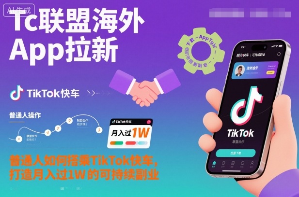 Tc联盟海外App拉新:普通人如何搭乘TikTok快车,打造月入过1W的可持续副业-泱泱学习社