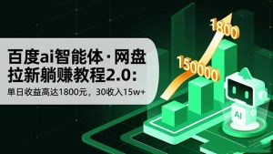 百度ai智能体·网盘拉新躺赚教程2.0：单日收益高达1800元，30收入15w+-泱泱学习社