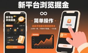 新平台浏览掘金，动动手指截张图就能挣米，2分钟一单，不限时不限量，一天5张【揭秘】-泱泱学习社