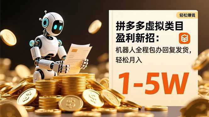 拼多多虚拟类目盈利新招：机器人全程包办回复发货，轻松月入 1-5W-泱泱学习社