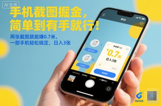 手机截图掘金,简单到有手就行!两张截图就能賺0.7米,一部手机轻松搞定,日入3张【揭秘】-泱泱学习社
