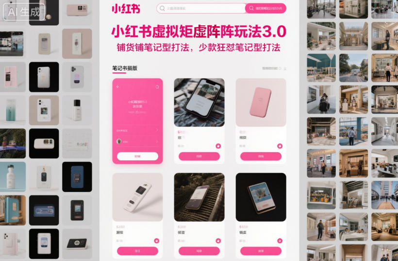 小红书虚拟矩阵玩法3.0,铺货铺笔记型打法,少款狂怼笔记型打法-泱泱学习社