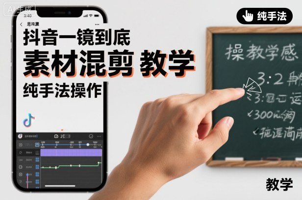 抖音一镜到底素材混剪教学，纯手法操作-泱泱学习社