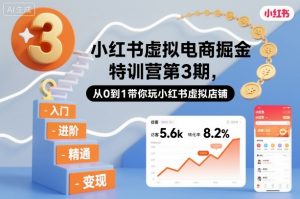 小红书虚拟电商掘金特训营第3期,从0到1带你玩小红书虚拟店铺-泱泱学习社