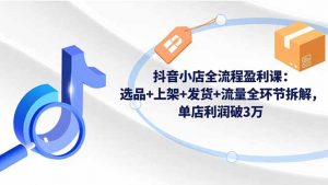 抖音小店全流程盈利课：选品+上架+发货+流量全环节拆解，单店利润破3万-泱泱学习社
