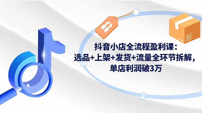 抖音小店全流程盈利课：选品+上架+发货+流量全环节拆解，单店利润破3万-泱泱学习社