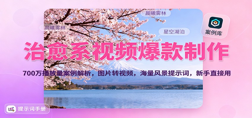 治愈系视频爆款制作,700万播放量案例解析,图片转视频,海量风景提示词,新手直接用-泱泱学习社