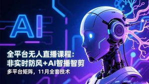 全平台无人直播课程：非实时防风＋AI智播智剪＋多平台矩阵，11月全套技术-泱泱学习社