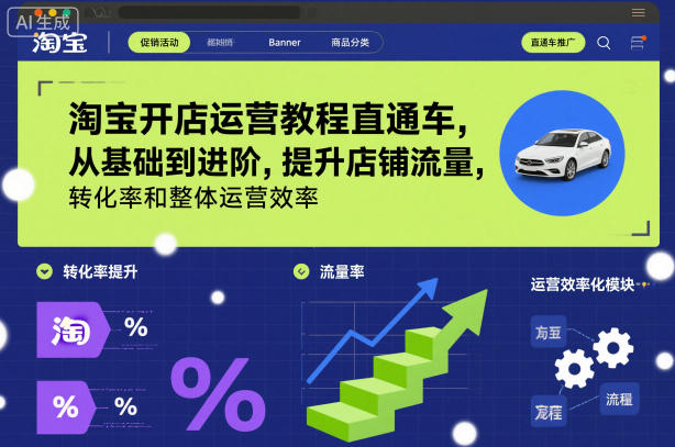 淘宝开店运营教程直通车，从基础到进阶，提升店铺流量，转化率和整体运营效率(更新11月)-泱泱学习社