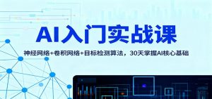 AI入门实战课：神经网络+卷积网络+目标检测算法，30天掌握AI核心基础-泱泱学习社