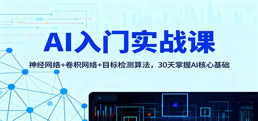 AI入门实战课:神经网络+卷积网络+目标检测算法,30天掌握AI核心基础-泱泱学习社