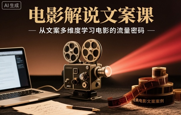 电影解说文案课,从文案多维度学习电影的流量密码-泱泱学习社