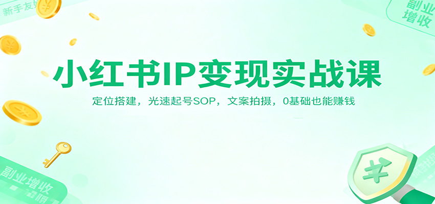 小红书IP变现实战课:定位搭建,光速起号SOP,文案拍摄,0基础也能赚钱-泱泱学习社