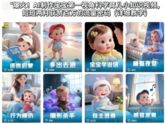 爆火！AI制作宝宝第一视角科学育儿小知识视频，短短两月获赞百万的流量密码(详细教学)-泱泱学习社