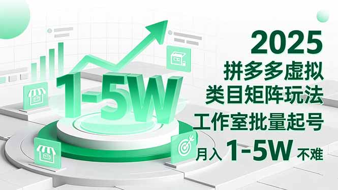 2025 拼多多虚拟类目矩阵玩法，工作室批量起号，月入 1-5W 不难-泱泱学习社