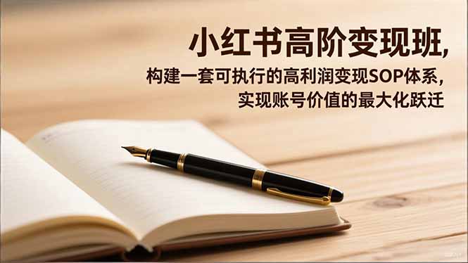 小红书高阶变现班,构建一套可执行的高利润变现SOP体系,实现账号价值的最大化跃迁-泱泱学习社