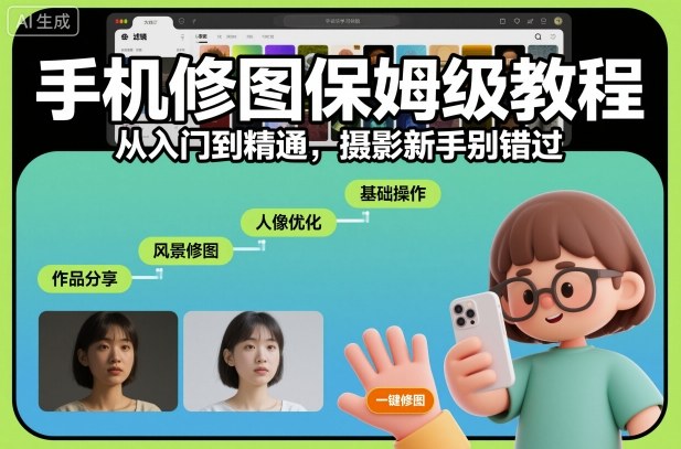手机修图保姆级教程,从入门到精通,摄影新手别错过-泱泱学习社